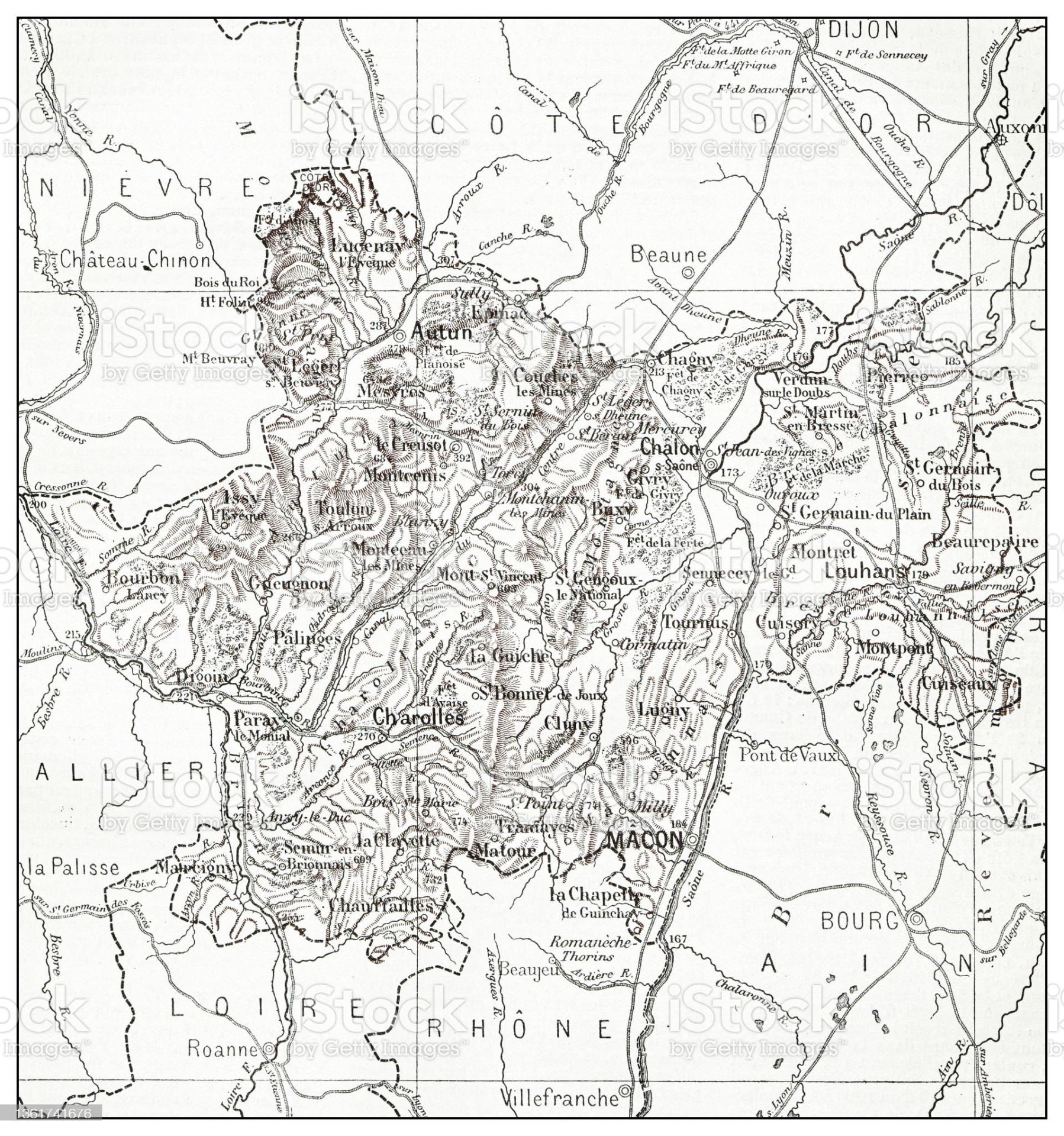 Ancienne carte de Saône-et-Loire